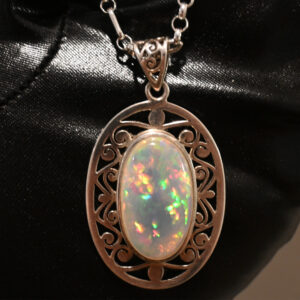 Art Deco Filigree Fire Opal Necklace