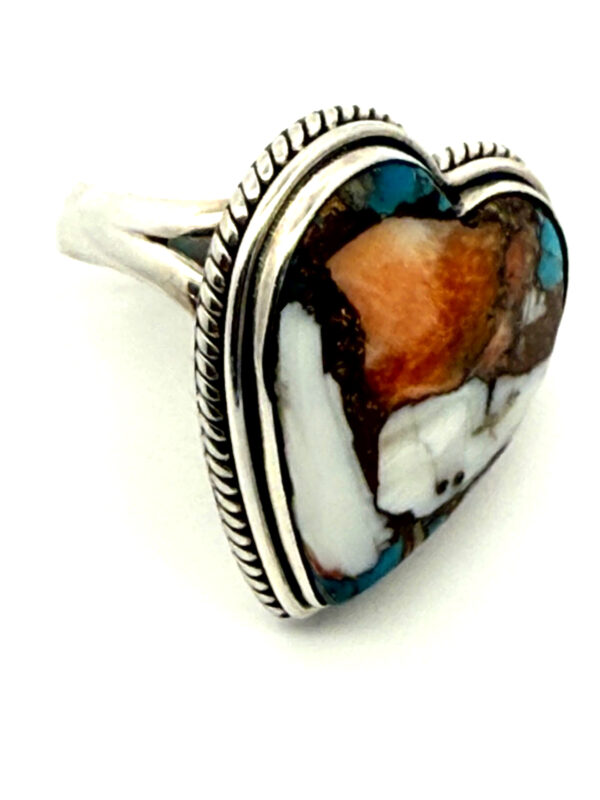 Heart Shaped Spiny Oyster Turquoise Ring - Image 2