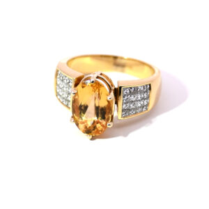 Golden Flame Imperial Topaz & Diamond Vintage Ring-Amarocks LUX