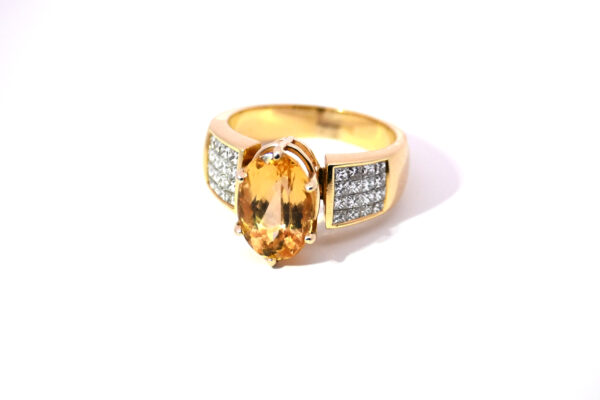 Golden Flame Imperial Topaz & Diamond Vintage Ring-Amarocks LUX