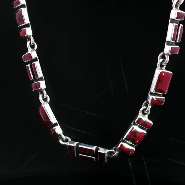 Crimson Mesa Necklace- Red Jasper 925 sterling silver geometric links *SPECIAL SUPER VALUE DEAL - Image 3