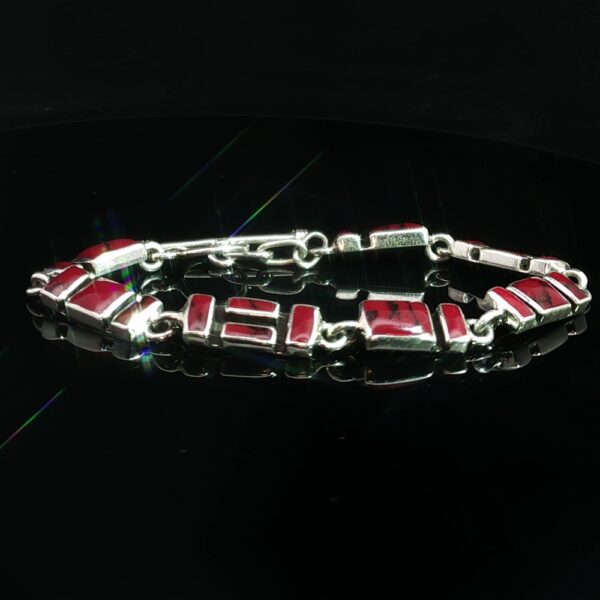 Crimson Mesa Bracelet – Red Jasper Inlay in Sterling Silver - Image 2