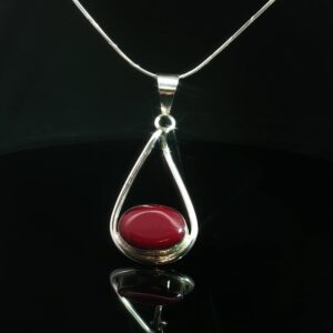 Scarlet Horizon Teardrop Pendant – Red Jasper in Sterling Silver