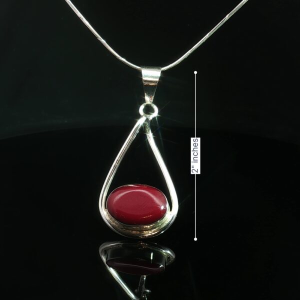Scarlet Horizon Teardrop Pendant – Red Jasper in Sterling Silver - Image 2