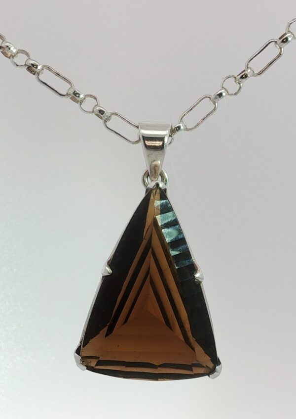 Honey Quartz Geometric Triangle Pendant with Sterling Silver Chain - Image 6