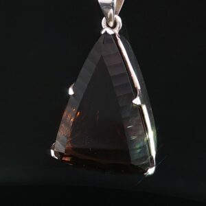 Honey Quartz Geometric Triangle Pendant with Sterling Silver Chain