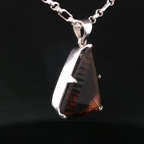 Honey Quartz Geometric Triangle Pendant with Sterling Silver Chain - Image 5