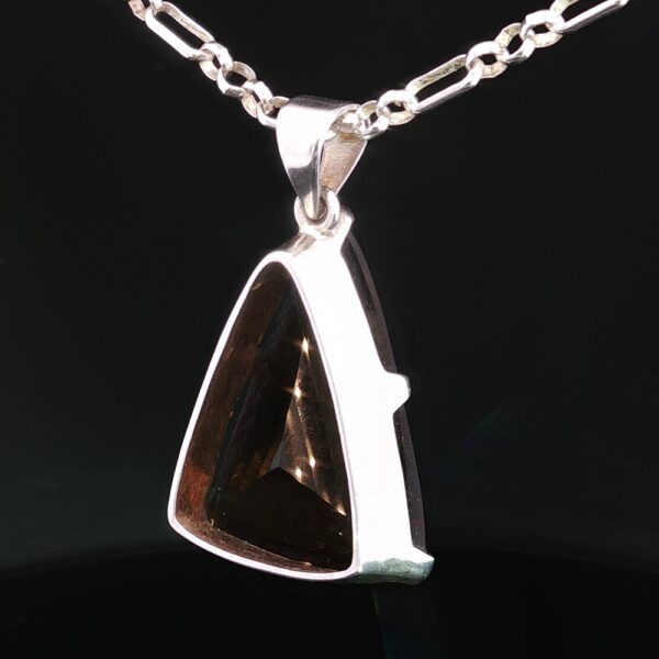 Honey Quartz Geometric Triangle Pendant with Sterling Silver Chain - Image 4