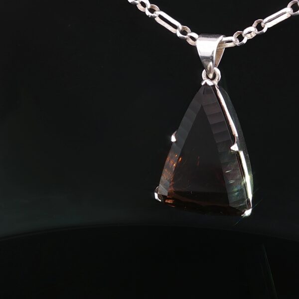 Honey Quartz Geometric Triangle Pendant with Sterling Silver Chain - Image 3