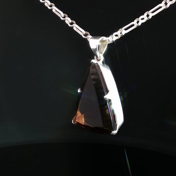 Honey Quartz Geometric Triangle Pendant with Sterling Silver Chain - Image 2