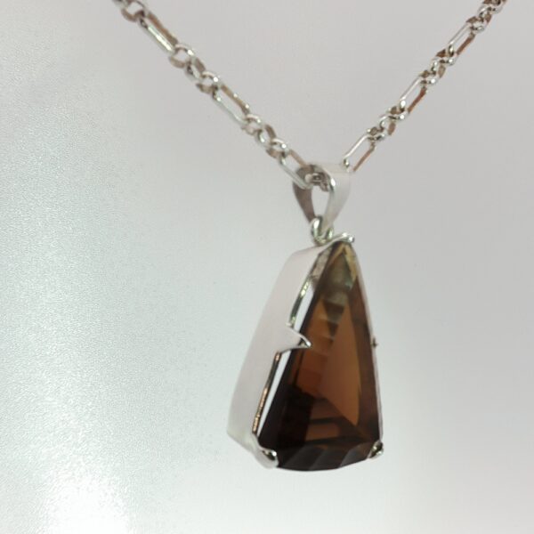 Honey Quartz Geometric Triangle Pendant with Sterling Silver Chain - Image 7