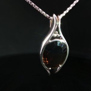 Honey Quartz Oval Pendant with 20" Sterling Silver Chain