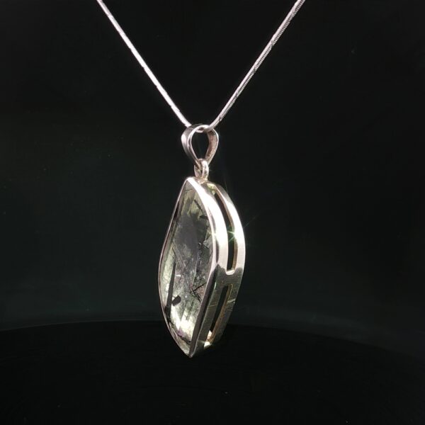 Shadow Veil Pendant – Black Needles Quartz (Tourmalized Quartz) in 925 Silver - Image 5