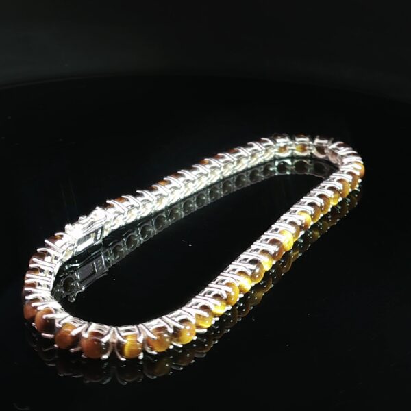 Round Shadow Sleek Gemstone Bracelets - Onyx and Tiger's Eye - Image 4