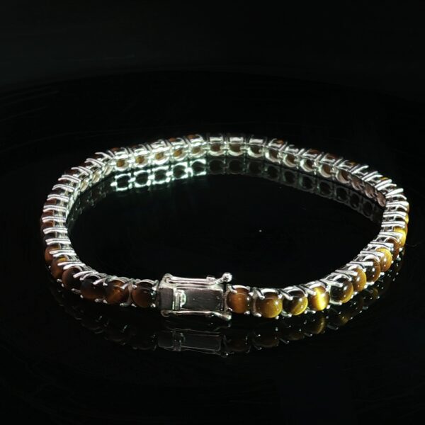 Round Shadow Sleek Gemstone Bracelets - Onyx and Tiger's Eye - Image 2