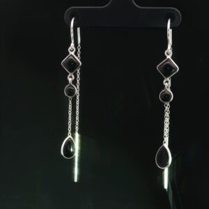 Desert Shadow Threads- Silver and Onyx or Moonstone Earings