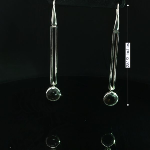 Smoky Quartz Modern Drop Earrings in 925 Silver - Image 2