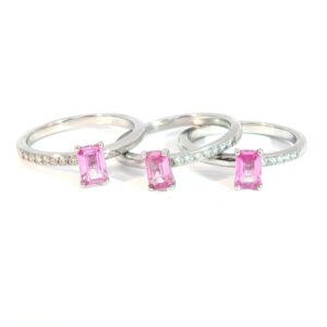 Elevate your everyday elegance with the Lux 18K White Gold Trinity Stack Ring Set