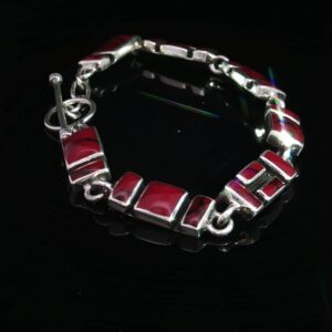 Crimson Mesa Bracelet – Red Jasper Inlay in Sterling Silver