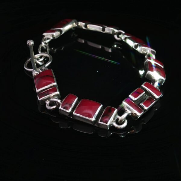 Crimson Mesa Bracelet – Red Jasper Inlay in Sterling Silver