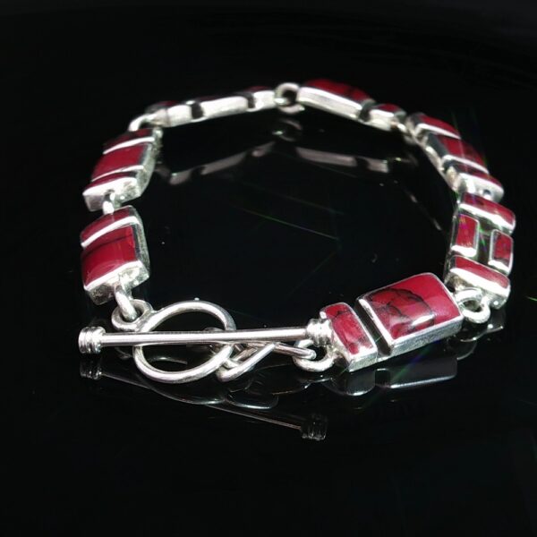 Crimson Mesa Bracelet – Red Jasper Inlay in Sterling Silver - Image 3
