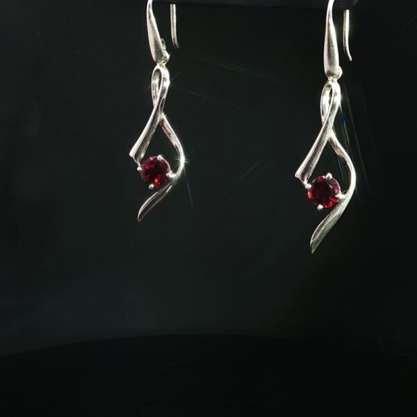 Garnet Sterling Silver Twist Earrings – Amarocks Lil Rocks - Image 2