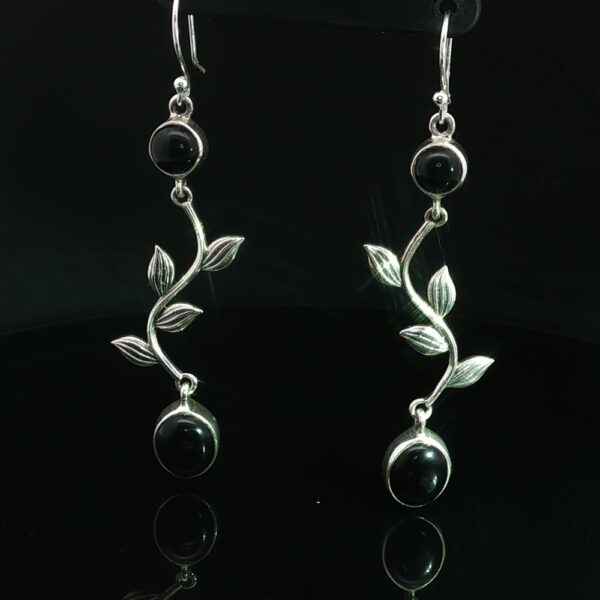 Dangling Desert Vine Black Onyx Earrings