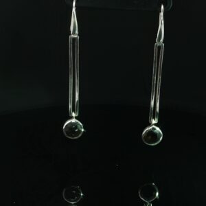 Smoky Quartz Modern Drop Earrings in 925 Silver