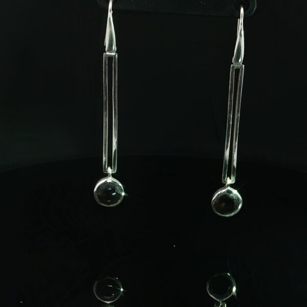 Smoky Quartz Modern Drop Earrings in 925 Silver