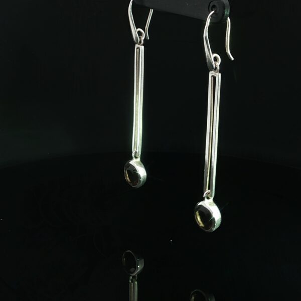 Smoky Quartz Modern Drop Earrings in 925 Silver - Image 3