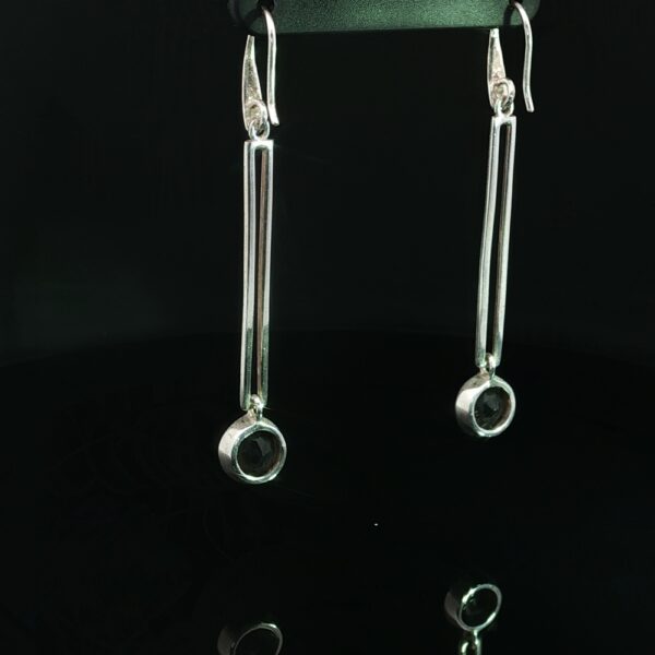 Smoky Quartz Modern Drop Earrings in 925 Silver - Image 4