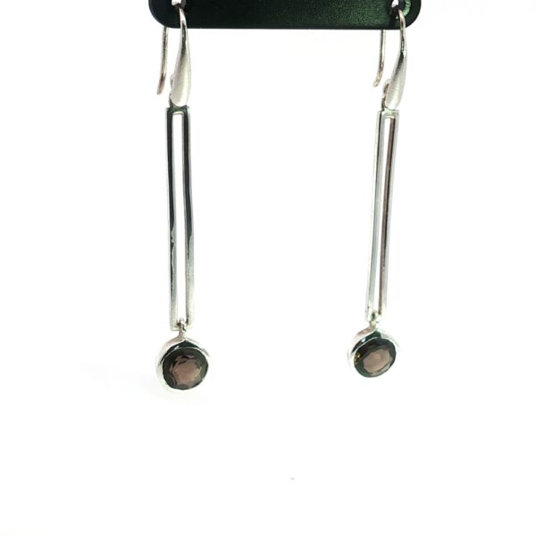 Smoky Quartz Modern Drop Earrings in 925 Silver - Image 5