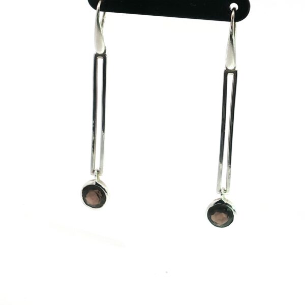 Smoky Quartz Modern Drop Earrings in 925 Silver - Image 6