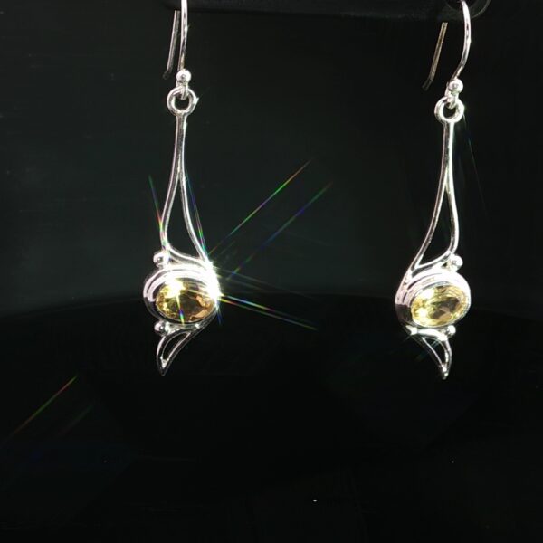 Dancing Citrine Swirl Drop Earrings in 925 Silver