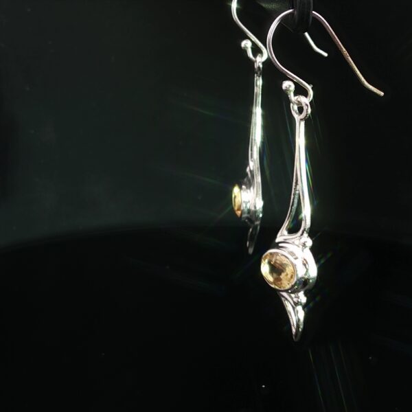 Dancing Citrine Swirl Drop Earrings in 925 Silver - Image 3