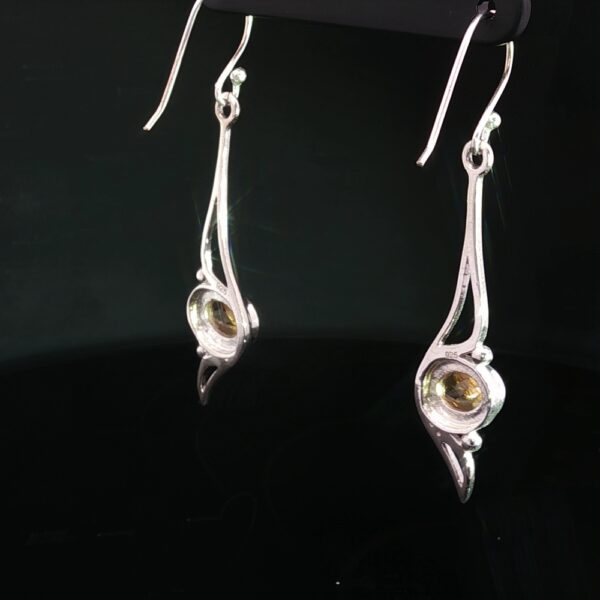 Dancing Citrine Swirl Drop Earrings in 925 Silver - Image 4