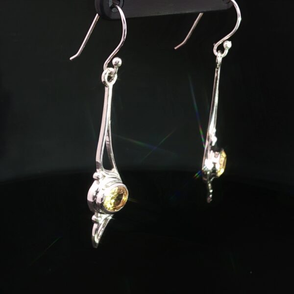 Dancing Citrine Swirl Drop Earrings in 925 Silver - Image 5