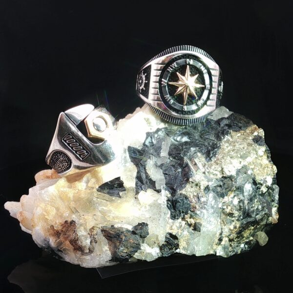 No Loose Screw's Here- Industrial Silver Ring With Gold Accents- Amarocks Men's Rocks - Image 5