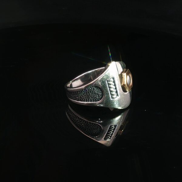 No Loose Screw's Here- Industrial Silver Ring With Gold Accents- Amarocks Men's Rocks - Image 3