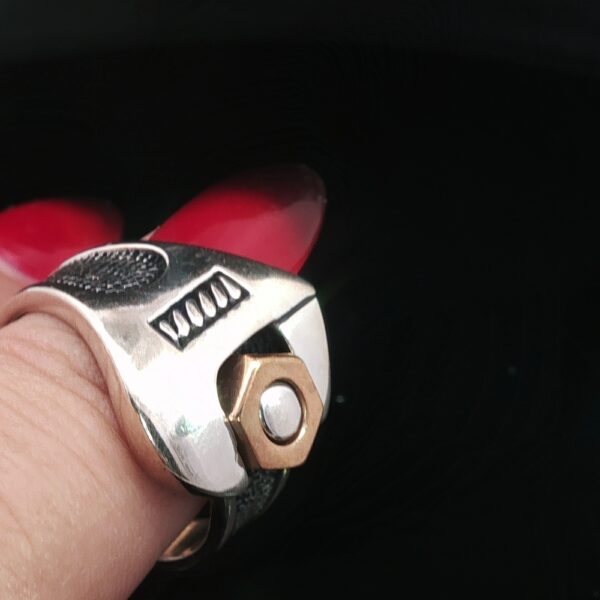 No Loose Screw's Here- Industrial Silver Ring With Gold Accents- Amarocks Men's Rocks - Image 2