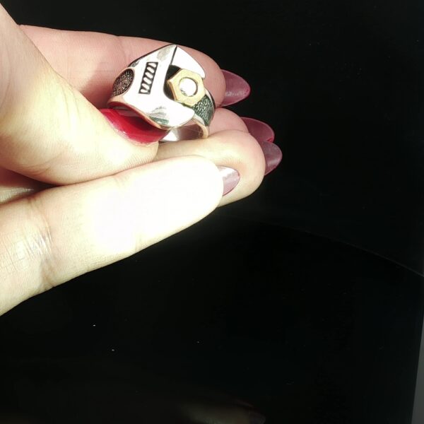 No Loose Screw's Here- Industrial Silver Ring With Gold Accents- Amarocks Men's Rocks - Image 6