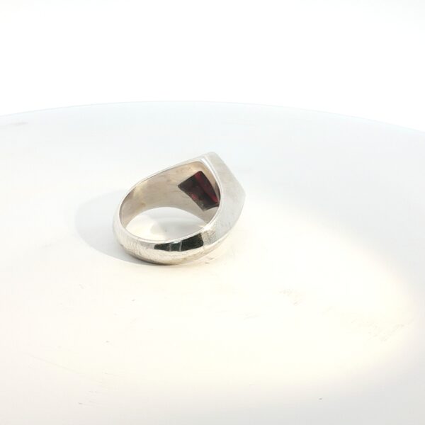 Square-Cut Garnet Signet Ring in Sterling Silver – Amarocks Men's Rocks - Image 4