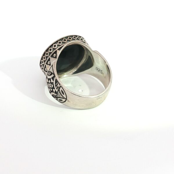 Bold Black Checkerboard Faceted Onyx Statement Ring in Sterling Silver- Amarocks Men's Rocks - Image 4