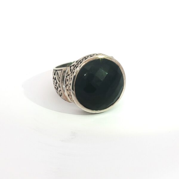 Bold Black Checkerboard Faceted Onyx Statement Ring in Sterling Silver- Amarocks Men's Rocks - Image 3