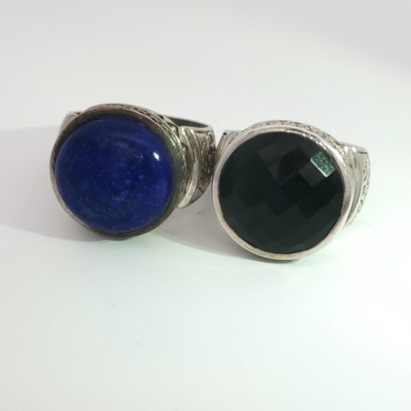 Bold Black Checkerboard Faceted Onyx Statement Ring in Sterling Silver- Amarocks Men's Rocks - Image 16