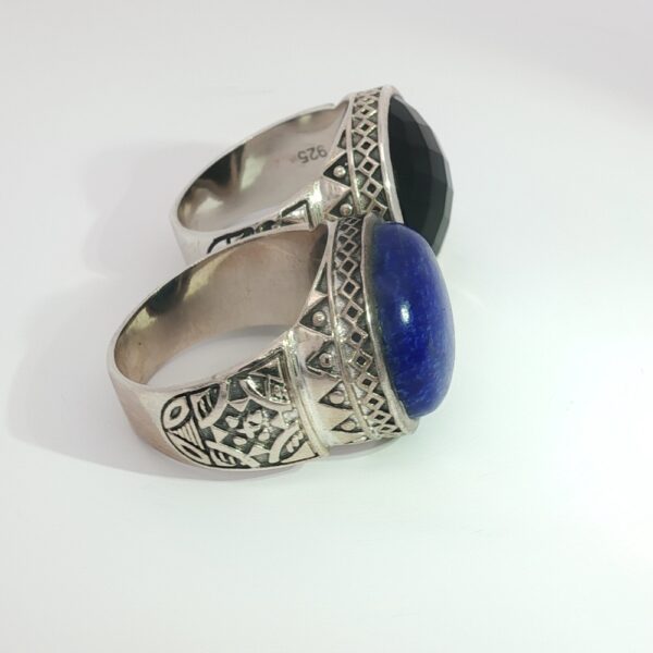 Bold Black Checkerboard Faceted Onyx Statement Ring in Sterling Silver- Amarocks Men's Rocks - Image 17