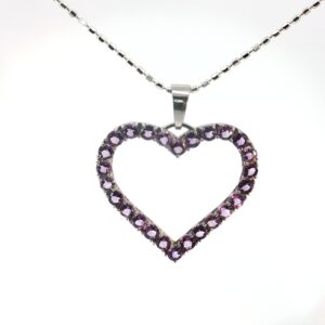 925 silver heart necklace, purple Amethyst necklace, 925 silver pendant, romantic heart jewelry, women’s silver necklace, gift for her, Valentine’s Day jewelry, Amethyst necklace