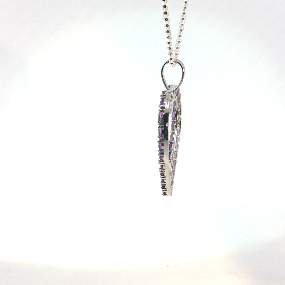 Lovely Large Heart Pendant - Light Purple Amethyst set in 925 Silver, Chain included - Image 5