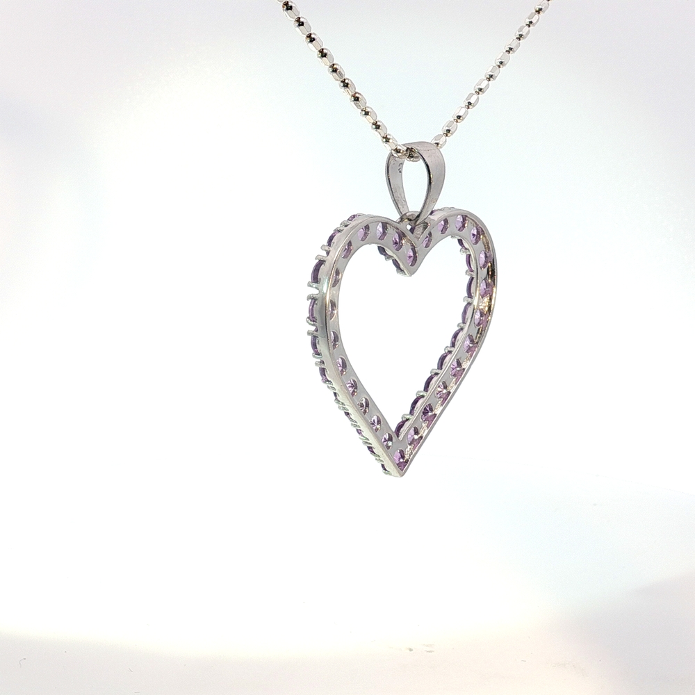 Lovely Large Heart Pendant - Light Purple Amethyst set in 925 Silver, Chain included - Image 6