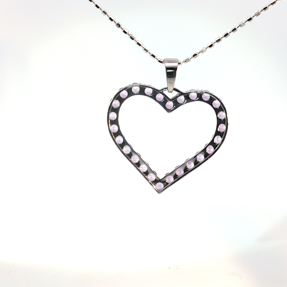 Lovely Large Heart Pendant - Light Purple Amethyst set in 925 Silver, Chain included - Image 7